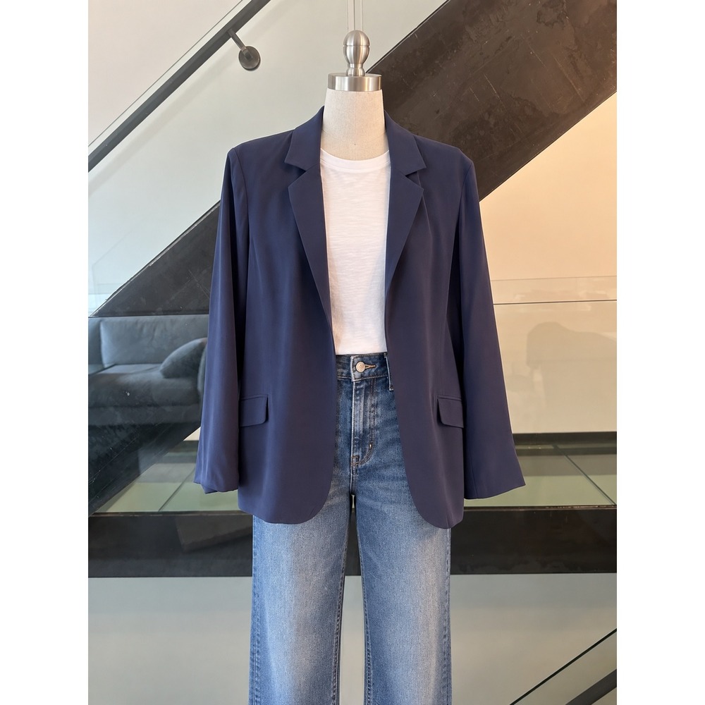 Equipment Femme Navy Blue 100% Silk Blazer XS